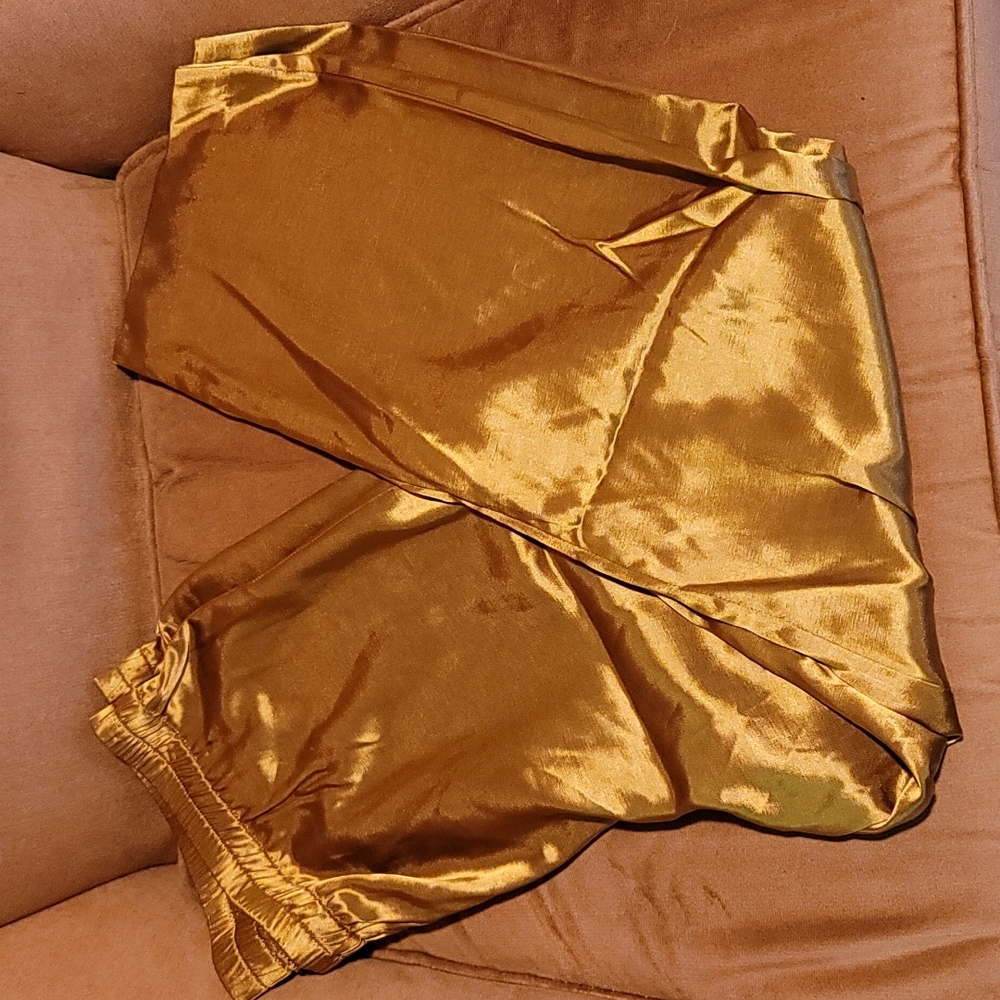 Vintage Gold silk wide leg pants